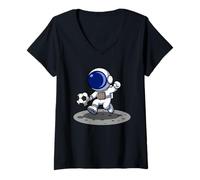 Femme Astronaute Soccer Adventure T-Shirt avec Col en V