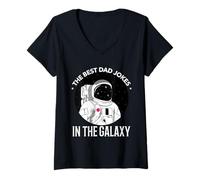 Femme Astronaute Space Lover The Best Dad Blagues in The Galaxy T-Shirt avec Col en V