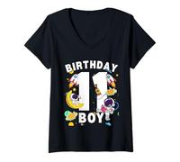 Femme Astronaute Space Planets Onze ans pour garçon 11e anniversaire T-Shirt avec Col en V