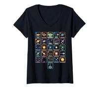 Femme Astrophysique A à Z Science Spatiale Graphique éducatif visuel T-Shirt avec Col en V