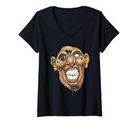 Femme Astuce de Peinture en Spray pour Graffiti Old School T-Shirt avec Col en V