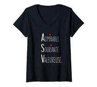 Femme ASV Assistante Vétérinaire Admirable Souriante Valeureuse T-Shirt avec Col en V