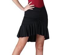 Femme Asymétrique Classique Jupe Salsa Tango Jupe Moulante à Cordon Costume Flamenco Danse Latine Vêtements de Danse Jupe Courte à Volants Noir