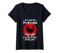 Femme At Least My Persian Loves Me For Life Japanese Cat Breeds T-Shirt avec Col en V