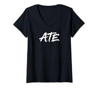 Femme Ate Left No Crumbs, Argot Amusant de la génération Z, graphisme Minimaliste T-Shirt avec Col en V