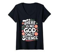 Femme Athée There is No God Only Science T-Shirt avec Col en V