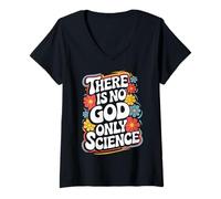 Femme Athée There is No God Only Science T-Shirt avec Col en V