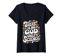 Femme Athée There is No God Only Science T-Shirt avec Col en V
