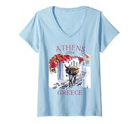 Femme Athènes, Grèce, âne, Souvenir pour Enfants, Langue Grecque, Filles et garçons T-Shirt avec Col en V