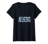 Femme ATHÈNES Grèce avec l'Acropole T-Shirt avec Col en V