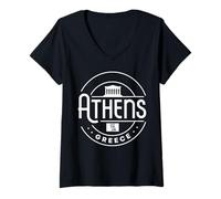 Femme Athènes Grèce City Passionné de Voyage T-Shirt avec Col en V