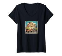 Femme Athènes Grèce - Souvenir de Grèce - Athènes T-Shirt avec Col en V