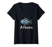 Femme Athènes Grèce - Souvenir de Grèce - Athènes T-Shirt avec Col en V