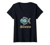 Femme Athènes Grèce - Souvenir de Grèce - Athènes T-Shirt avec Col en V