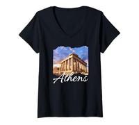 Femme Athènes Grèce - Souvenir de Grèce - Athènes T-Shirt avec Col en V