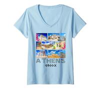 Femme Athènes Grèce - Souvenir de Grèce - Athènes T-Shirt avec Col en V