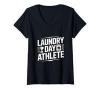 Femme Athlete du Jour De Lessive Laundry Day Athlete Humour T-Shirt avec Col en V