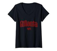 Femme Atlanta 404 Code régional Pride Old School ATL Géorgie T-Shirt avec Col en V
