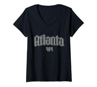 Femme Atlanta 404 Code régional Pride Old School ATL Géorgie T-Shirt avec Col en V
