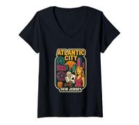 Femme Atlantic City New Jersey Vacation Casino Gaming Gaming Fun T-Shirt avec Col en V