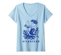 Femme Atlantis Femmes Atlante Sirène Ancienne Civilisation Mythe T-Shirt avec Col en V