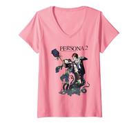 Femme ATLUS Persona 2 Eternal Punishment Graphic T-Shirt avec Col en V