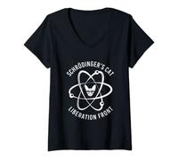 Femme Atome Physique Quantique Paradoxe Chat De Schrödinger T-Shirt avec Col en V