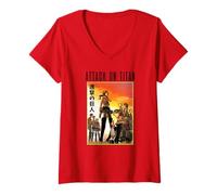 Femme Attack on Titan Volume 4 Sunset Cover Kanji Anime Manga T-Shirt avec Col en V