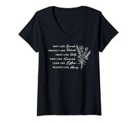 Femme Attendez comme Sarah Protect Like Rahab, Wildflower Jesus Christ T-Shirt avec Col en V