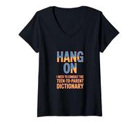 Femme Attendez, J'Ai Besoin du Dictionnaire Entre Adolescents et Parents T-Shirt avec Col en V