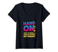 Femme Attendez, J'Ai Besoin du Dictionnaire Entre Adolescents et Parents T-Shirt avec Col en V