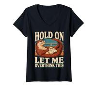 Femme Attends, Laisse-Moi trop réfléchir à ce café Otter T-Shirt avec Col en V