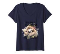 Femme Attends, Laisse-Moi y Penser, drôle de Paresseux et Lent penseur T-Shirt avec Col en V