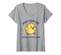Femme Attends-Moi, J'Ai de Petites Jambes - Funny Chick Joke Meme T-Shirt avec Col en V
