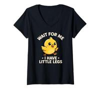 Femme Attends-Moi, J'Ai de Petites Jambes - Funny Chick Joke Meme T-Shirt avec Col en V