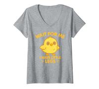Femme Attends-Moi, J'Ai de Petites Jambes - Funny Chick Joke Meme T-Shirt avec Col en V
