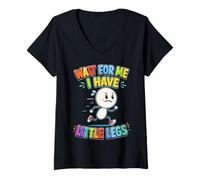 Femme Attends-Moi, J'Ai des Petites Jambes, drôle de Course T-Shirt avec Col en V