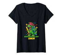 Femme Attention Ecole, Voici Simon Design personnalisées T-Shirt avec Col en V