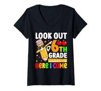Femme Attention, j'arrive en 6e année T-Shirt avec Col en V