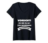 Femme Attention Je suis trop Vieux pour Que Je me Batte T-Shirt avec Col en V
