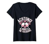 Femme Attention Les Filles en Plein air, soirée Entre Filles T-Shirt avec Col en V