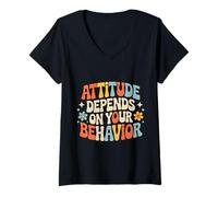 Femme Attitude Depends on Your Behavior Mindset Personality - T-Shirt avec Col en V