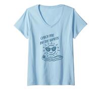 Femme Attrape-Moi par Le Soleil des Vagues T-Shirt avec Col en V