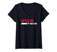 Femme Attrape-Moi si tu Peux T-Shirt avec Col en V