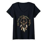 Femme Attrape-rêves avec Citation Big Fan of Human Rights T-Shirt avec Col en V