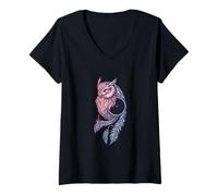Femme Attrape-rêves en forme de chouette - Patrimoine amérindien T-Shirt avec Col en V