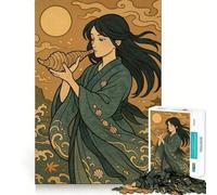 Femme au Coquillage au Bord de la mer Puzzle Adulte 1000 pièces Jeu de Stimulation Cognitive Conception sans Espace Cadeau d'anniversaire Casse-tête (38x26cm)