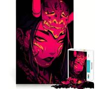 Femme au Masque Oni Art numérique Puzzle de 1000 pièces Jeu de réflexion Amusant Pièces précises et sans Couture Activité relaxante en Groupe à l'intérieur (50x75cm)