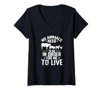 Femme Aucun Animal n'a Besoin de Mourir T-Shirt avec Col en V