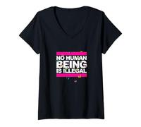 Femme Aucun être humain n'est illégal - L'original (édition papillon) T-Shirt avec Col en V